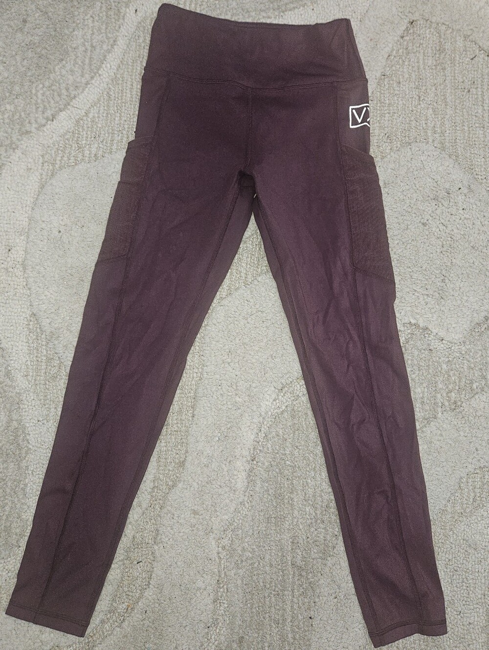 VXN Workout High-Waisted Burgundy Pocket Leggings Size Small